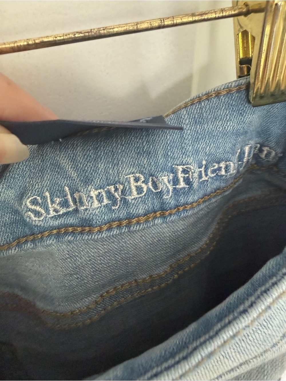 Light Blue Distressed Boyfriend Jeans for Women - Picture 4 of 10